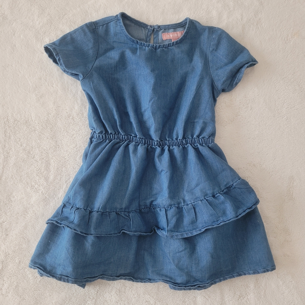 🧸2/20$ BCBGirls Denim Blue Kids Dress Toddler Size 2T Ruffles Flowy